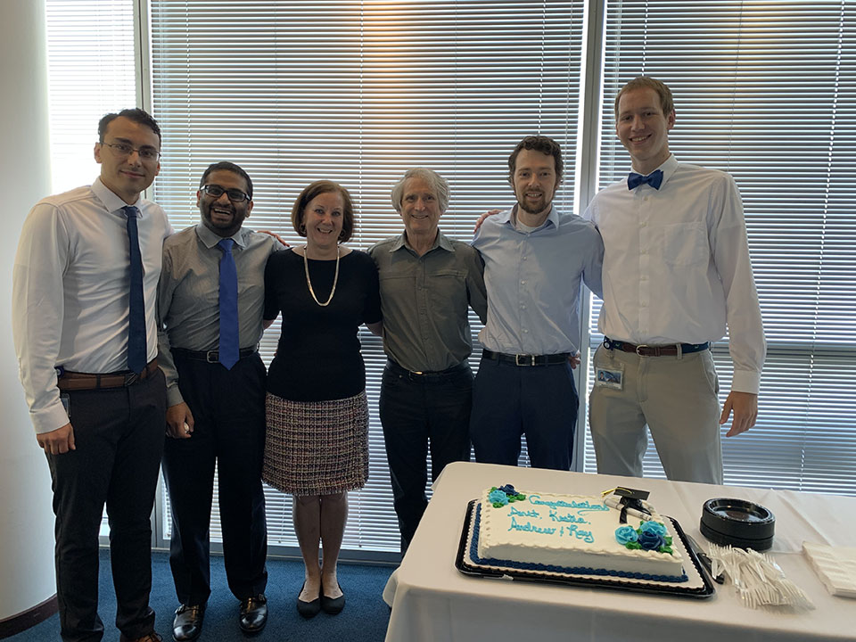 Congratulations to our newest 2019 MD.Ph.D. Graduates, left to right, Kostia Malley University of Nevada Reno School of Medicine- Internal Medicine, Anit Behera University of Chicago Medical Center- Neurology, Dr. Jane McHowat (MD/PhD Program Director), Dr. Andy Lechner (MD/PhD Program Director Emeritus), Andrew Jones  Barnes- Jewish Hospital- Internal Medicine, Ray Kreienkamp, St. Louis Children's Hospital- Pediatrics.